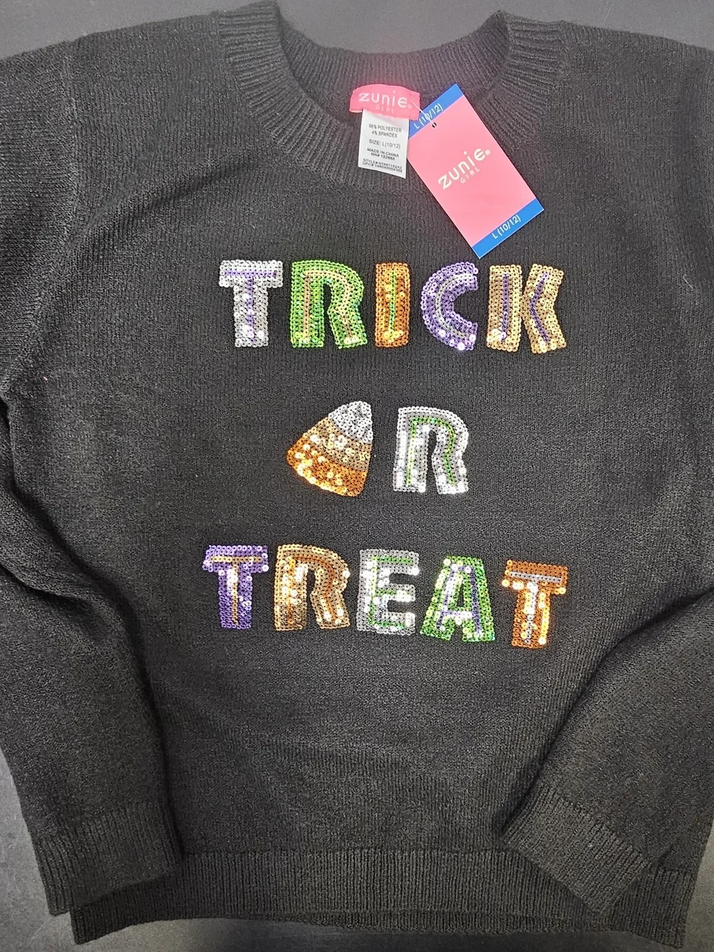 Zunie Girls' Black 'Trick R Treat' Sequin Sweater